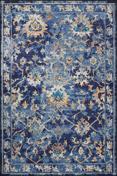 Rugs Modern Halı Floral Çiiçekli Mavi Renkli Dokuma Taban ve Dekoratif Halı m...