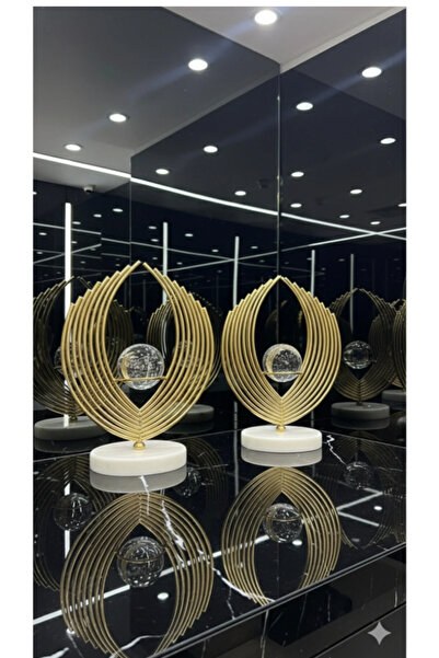 EMFA HOME 2'li Büyük Küçük Gold Yaprak Küre Dekoratif Obje | Modern & Şık Ev ...