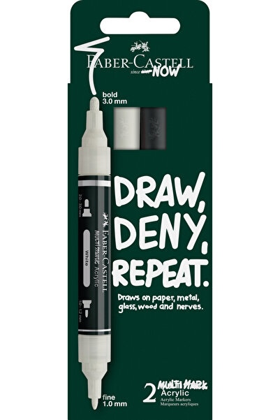 Faber Castell BLISTER 2 MULTIMARK ACRYLIC MARKERS WHITE-BLACK FABER-CASTELL