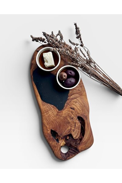 Zeytin Ağacı Sunum Tahtası & Zeytin Ağacı Ahşap Sunum Tabağı (34x15x2cm)