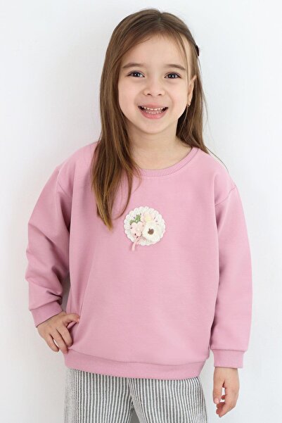 Breeze Girl's Sweatshirt Knitwear with Floral Appliqué and Embroidery, Ages 2...