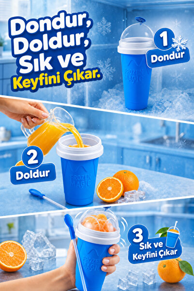 indirimsevinci Frozen Magic Sıkmalı Slush Bardak | Kar Buz, Smoothie & Buzlu İçecek Yapıcı