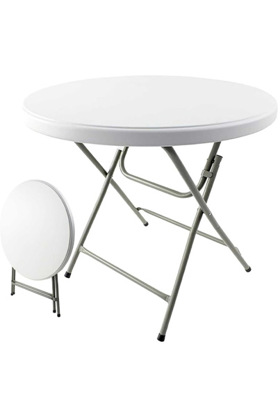Cady One 80cm Round Foldable Table, Lightweight Plastic with Metal Legs, Suit...