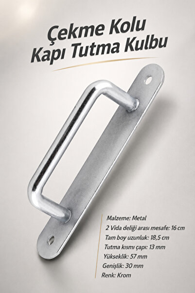 NZB El Tutamağı Çekme Kolu Kapı Kolu Tutma Kulbu 18,5 cm Krom Metal Kulp Kapı...