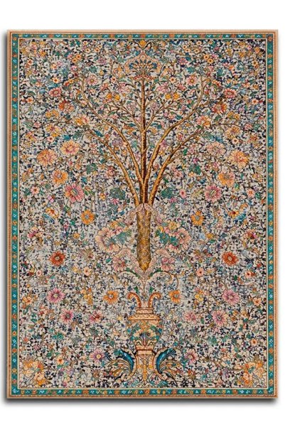 Rugs Modern Halı Sdt Tree of Life Motif Flower Garden Woven Base Decorative C...