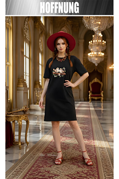 HOFFNUNG Women's Short Sleeve Crew Neck T-Shirt Dress Nightgown