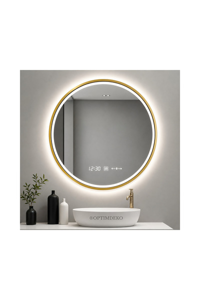 OPTIM DEKO Oglindă de baie Fatya cu LED - Senzor tactil, Dezaburire, Ceas și ...