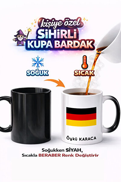 Kirbi Reklam كوب سحري من البورسلين مطبوع على الوجهين بعلم ألمانيا هدية