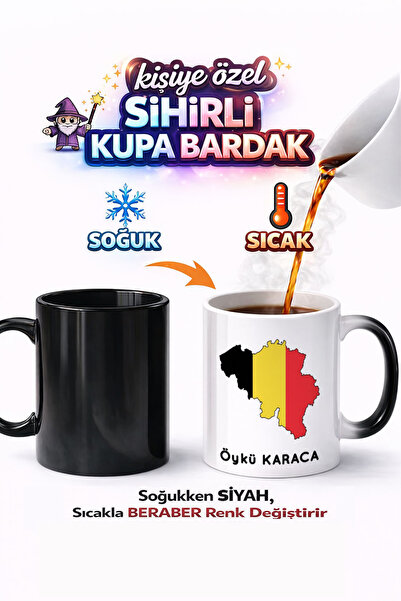 Kirbi Reklam كوب سحري من البورسلين مطبوع على الوجهين بتصميم علم بلجيكا