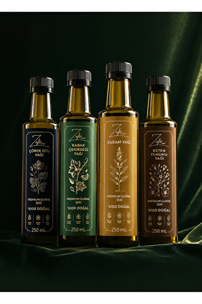 zafirnatural 4'lü Gurme Yağ Seti - YENİ SERİ (Çörek Otu, Susam, Keten Tohumu,...