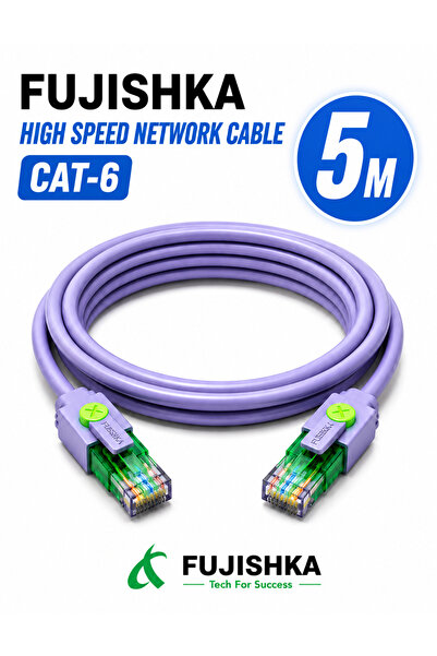 FUJISHKA كابل إيثرنت CAT6 عالي السرعة 5 متر - كابل LAN من نوع RJ45 للراوتر وا...