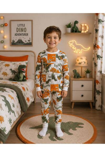 Pajama Shop Set de pijamale de iarnă cu mânecă lungă pentru băieți, 100% bumb...