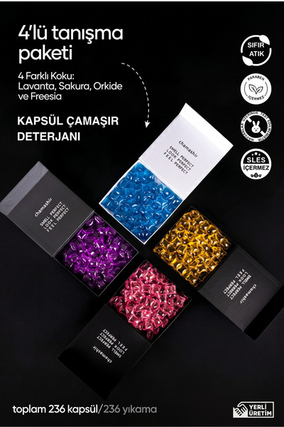 chamashir cleaning solutions KAPSÜL ÇAMAŞIR DETERJANI 4'lü DENEME PAKETİ-SÜSE...