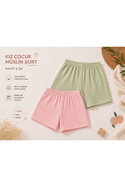 CoolCix Devojčice, letnje 100% pamučne muslin šortseve, 2 komada - bez majice