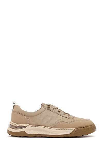 Derimod Zero Erkek Bej Bağcıklı Kalın Tabanlı Kumaş Sneaker 26SFD69216F