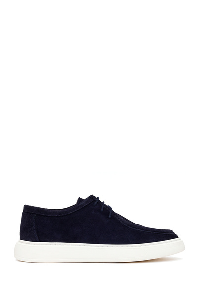 Derimod Men's Navy Blue Lace-Up Thick Soled Suede Leather Casual Shoes 26Sfd6...