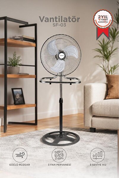 Torima Vantilatör 3 Pervaneli 3 Kademeli Ayarlanabilir Ayaklı 18 Inc 55W Fan ...