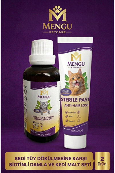 mengu petcare Kediler için B Complex Damla 50ml - Taurinli Kedi Maltı 100GR- SET