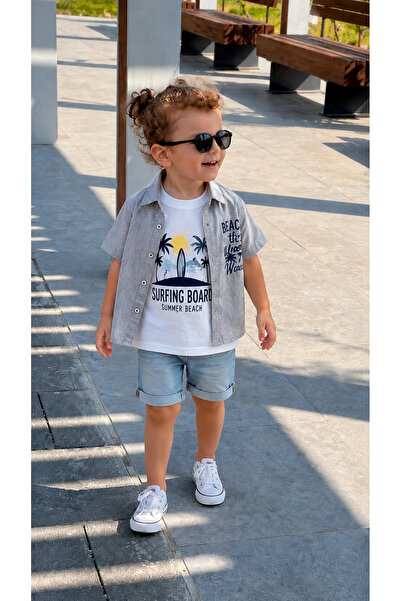 babito store Kot Şort Gömlek Tshirt Erkek Çocuk Bebek 3lü Bayramlık Yazlık Ta...