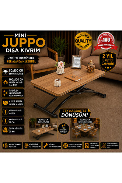 SEHPAM AKILLI Mini Juppo Üst Tabla Mdf Ceviz Oval Köşe Alt Ayak Siyah Dışa Kı...