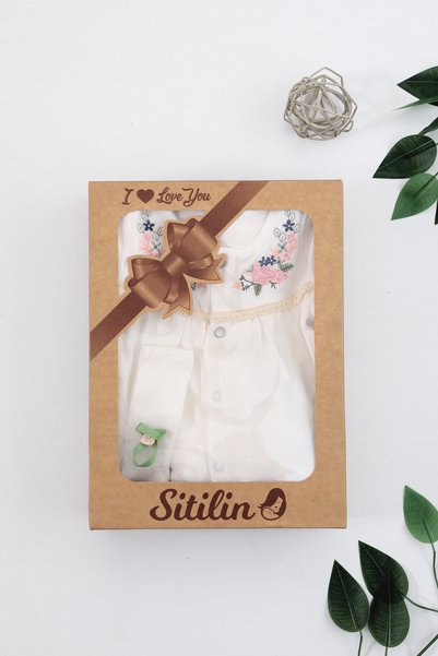 Sitilin Baby Girl Pink 10-Piece Hospital Take-Home Natural Embroidered Set STL4663