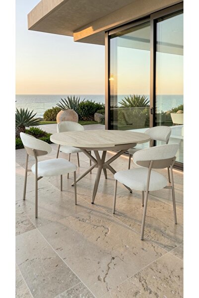 fursimo Adore Serisi Açılabilir Yemek Masası Takımı 100x100 → 135x100 cm | 1....