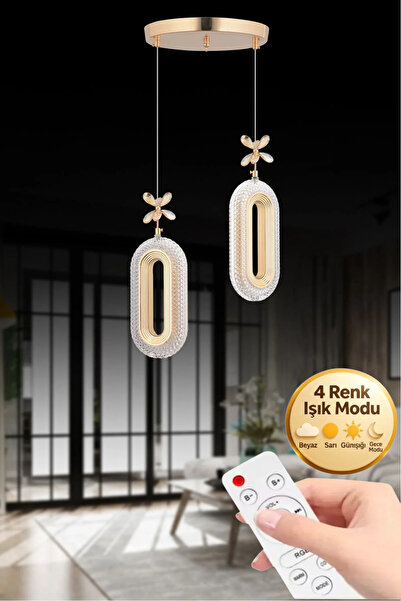 Lumia Lighting Eclipse Model 2'li Gold Kumandalı 3 Renk Modu Ledli Kristal Ta...