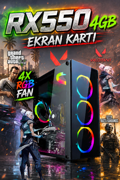 Dmc N31x (PUBG,GTA 5) I7 3770,16GB RAM,256GB SSD,4GB RX550 GDDR5,oyuncu Masaü...