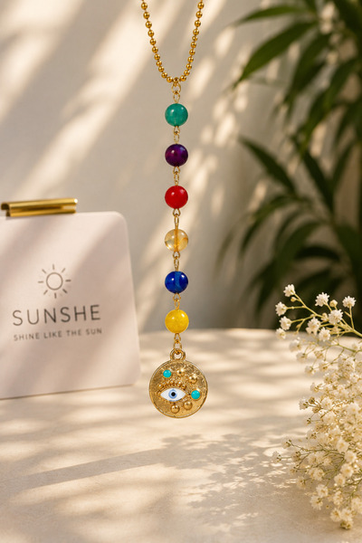 Sunshe Atelier Akik Taşı Doğal Taşlı Nazar Göz Dikiz Aynası Süsü (NAZAR-ENERJİ)
