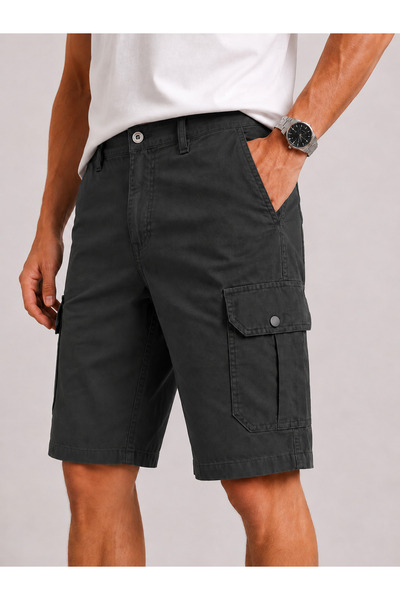 Quafash Erkek Slim Fit Kargo Cepli Kapri Şort