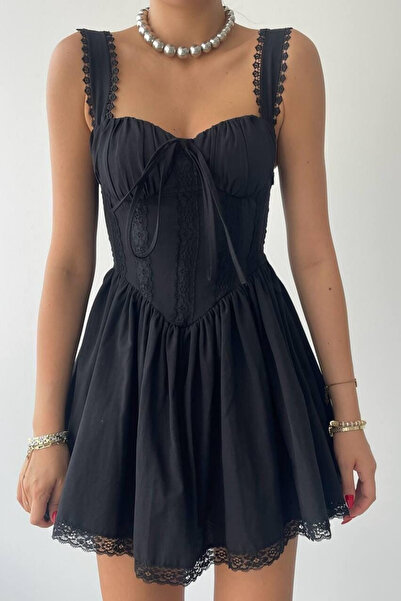 Clothes Fast Rochie mini cu gât halter și fustă tip balon din satin pentru fe...