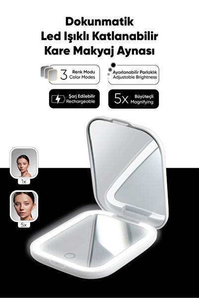 Genel Markalar Beauty Pro Dokunmatik LED Işıklı Katlanabilen Makyaj Aynası-Şa...