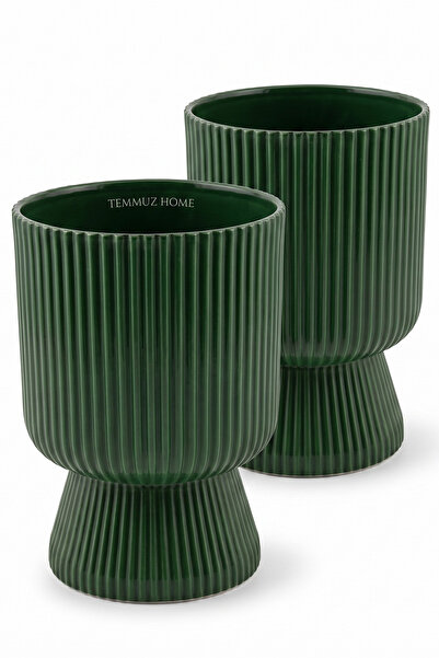 TEMMUZ HOME Lotus 2'li Set 1.8 Litre Ayaklı Saksı - 19.5 cm X 14 cm Çiçek ve ...