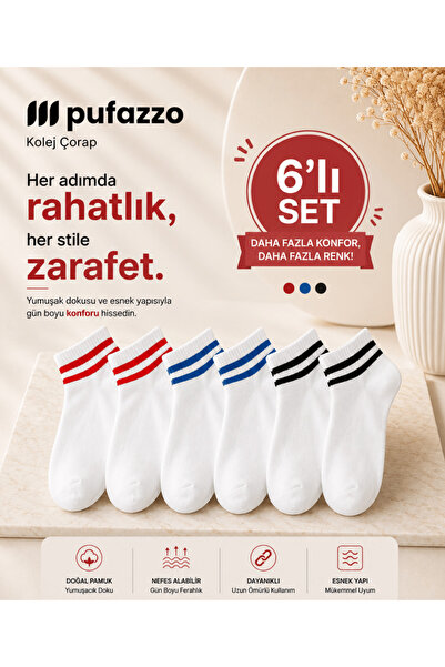PUFAZZO Set de șosetă cu dungi tenis unisex - scurt, cu dungi, bumbac natural...
