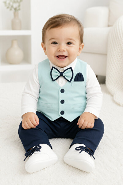 Calide Baby&Kids Erkek Bebek Papyon & Kravatlı Özel Gün Kıyafeti - 7'li Set M...