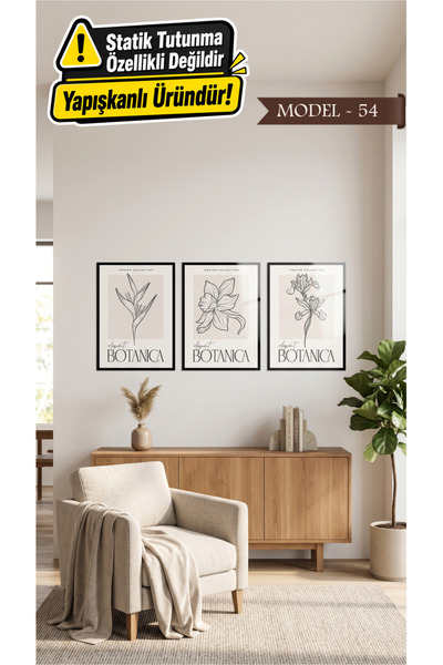 Akıllı Kağıt Cam Görünümlü Yapışkanlı Tablo Çiçek (Model- 54)