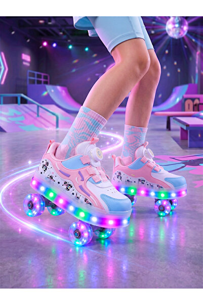SKATED LIGHT-UP PINK SNEAKERS 4-WHEEL SKATE