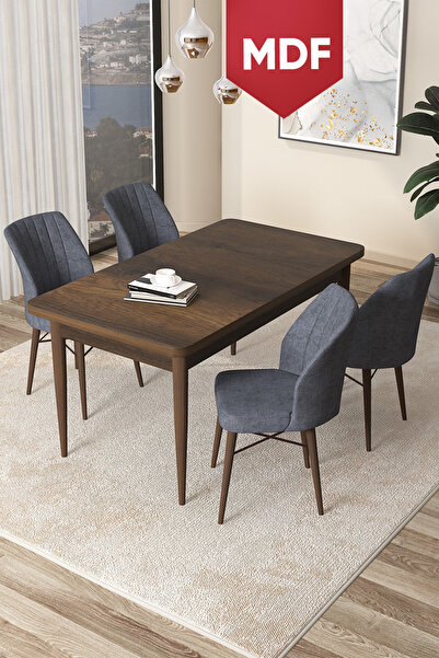 Canisa Arp Serisi, 71x110 MDF Sabit Mutfak Masa Takımı, Barok Ahşap Desen Mas...
