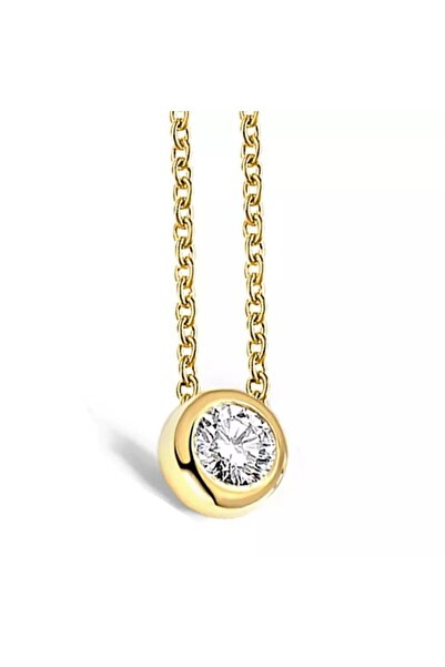 Sembol Gold Sarı Altın Tektaş Kolye 14 Ayar