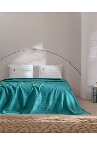 Madame Coco Mathilda Double 100% Cotton Karde Plain Pique Set - Turquoise
