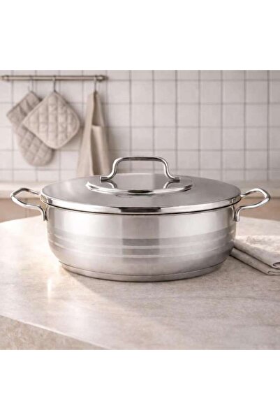 PAN HOME Astra Shallow Cooking Pot With Lid Dia32cm -chrome