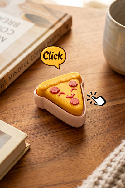 lusidadesign Sevimli Pizza Figürlü Tıklatmalı Stres Giderici Mini Masaüstü Oy...