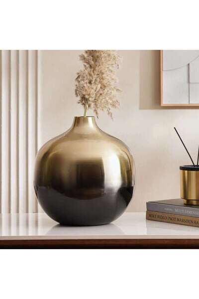 PAN HOME Sauve Round Belly Vase 28X28X30Cm - Black