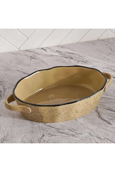 PAN HOME Haldor Speckled Stoneware Oval Baking Dish 30x18.3x6.2cm -Brown