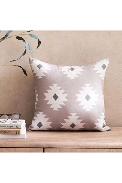 PAN HOME Nomadic Printed Filled Cushion 45x45 Cm-beige