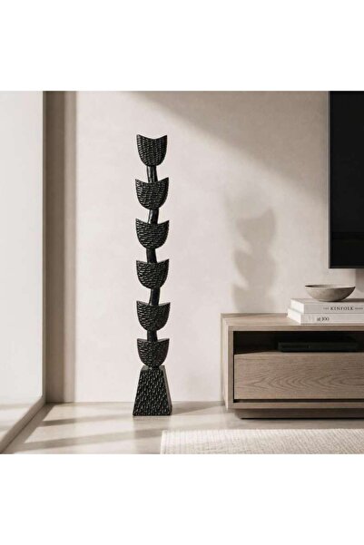 PAN HOME Evorve Wood Leftish Handcarved Totem Floor Sculpture 20x20x153cm - B...