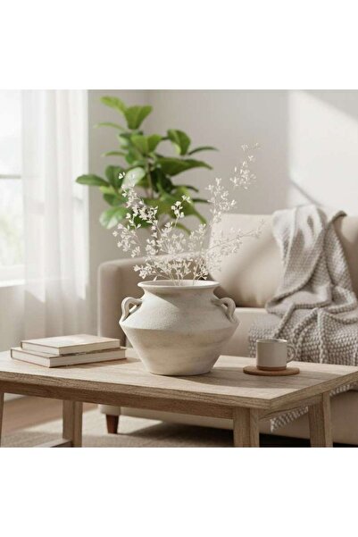 PAN HOME مزهرية لوسين من التيراكوتا 29×29×21 سم - بيضاء