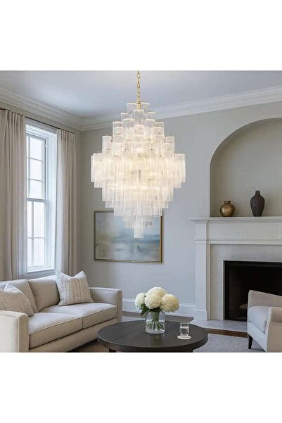 PAN HOME Carlton Handcrafted Glass 20-light E14 Luxury Chandelier 80x80x126cm...