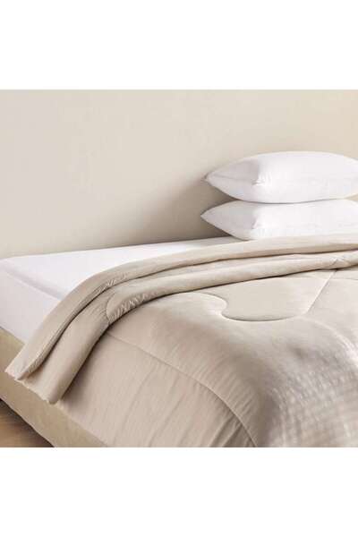 PAN HOME Stria Microfiber Satin Stripe Comforter 220x240cm - Stone