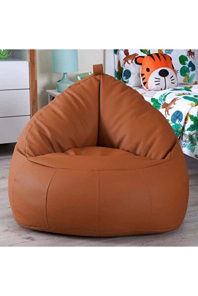 PAN HOME Luxe Faux Leather Chair Bean Bag 78x81x74cm-tan